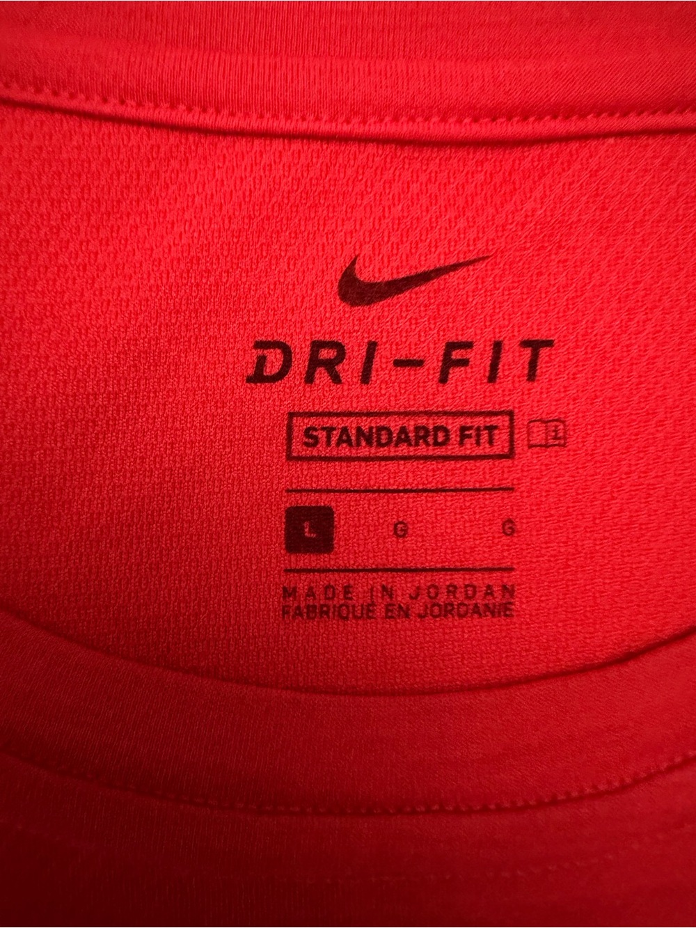 Nike Men’s Bright Red Short Sleeve Athletic Tee with Black Swoosh - Picture 3 of 4